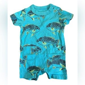 Tea Collection Blue Fish Print Baby Romper